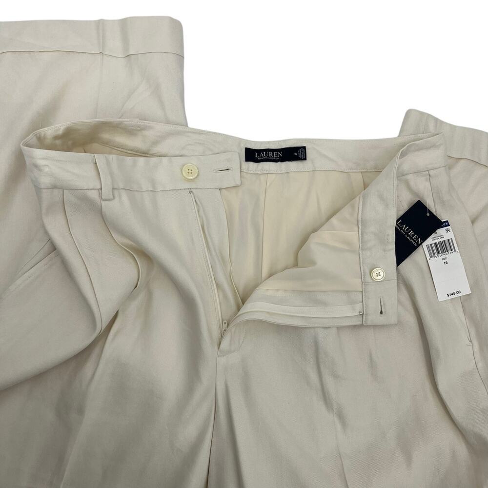 Lauren Ralph Lauren Chino Pants Winter Cream Pleated Stretch Lined Size 16 - Picture 4 of 16